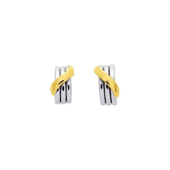 Boucles d'oreilles or jaune et blanc 750 millièmes 